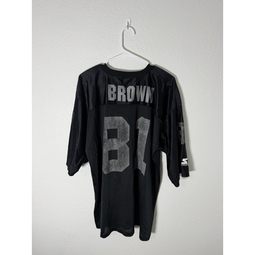 Vintage 90s Oakland Raiders Tim Brown Black Silver Football Jersey Mens 52 XL - Picture 6 of 9